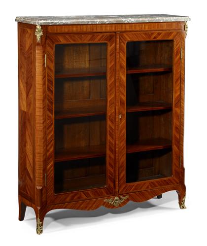 Appraisal: Louis XVI style tulipwood inlaid and gilt bronze mounted bibliotheque