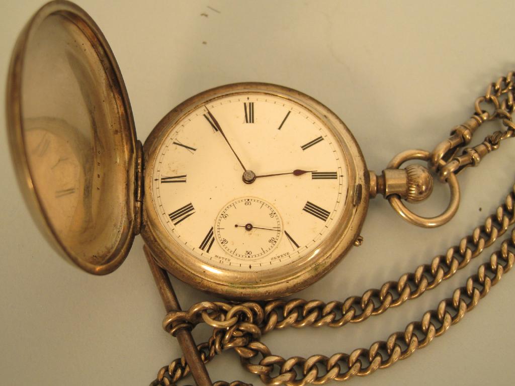 Appraisal: A Swiss Hunter Pocket Watch with silver double Albert and