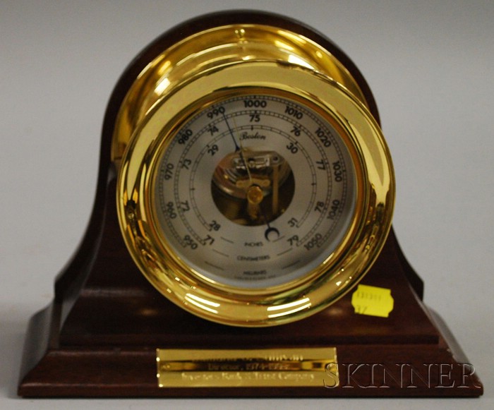 Appraisal: Mahogany and Brass Cased Barometer by Chelsea Clock Company and