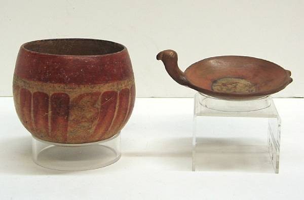 Appraisal: Two pre-Columbian polychrome vessels Including a Mayan jar and an