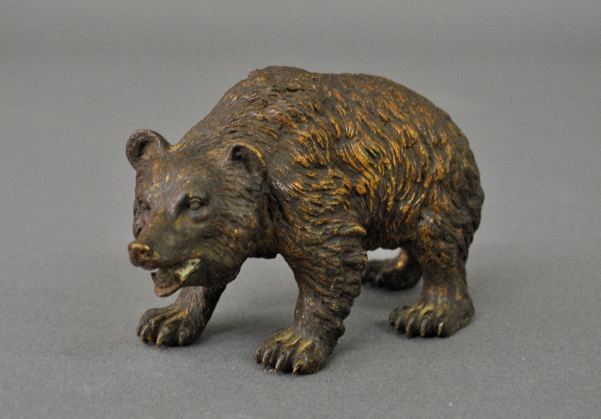 Appraisal: - Cold painted bronze bear probably Austrian h x l