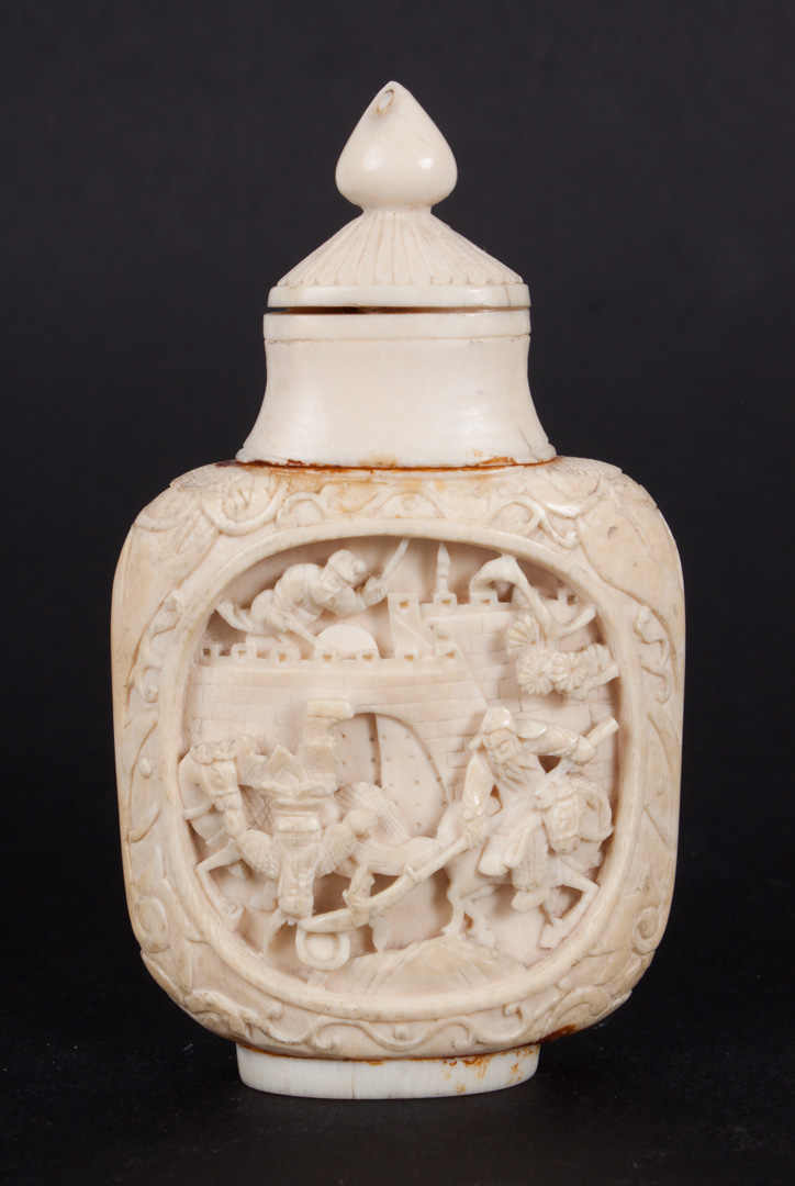 Appraisal: Japanese carved ivory decorative snuff bottle non-functional bottle with carved