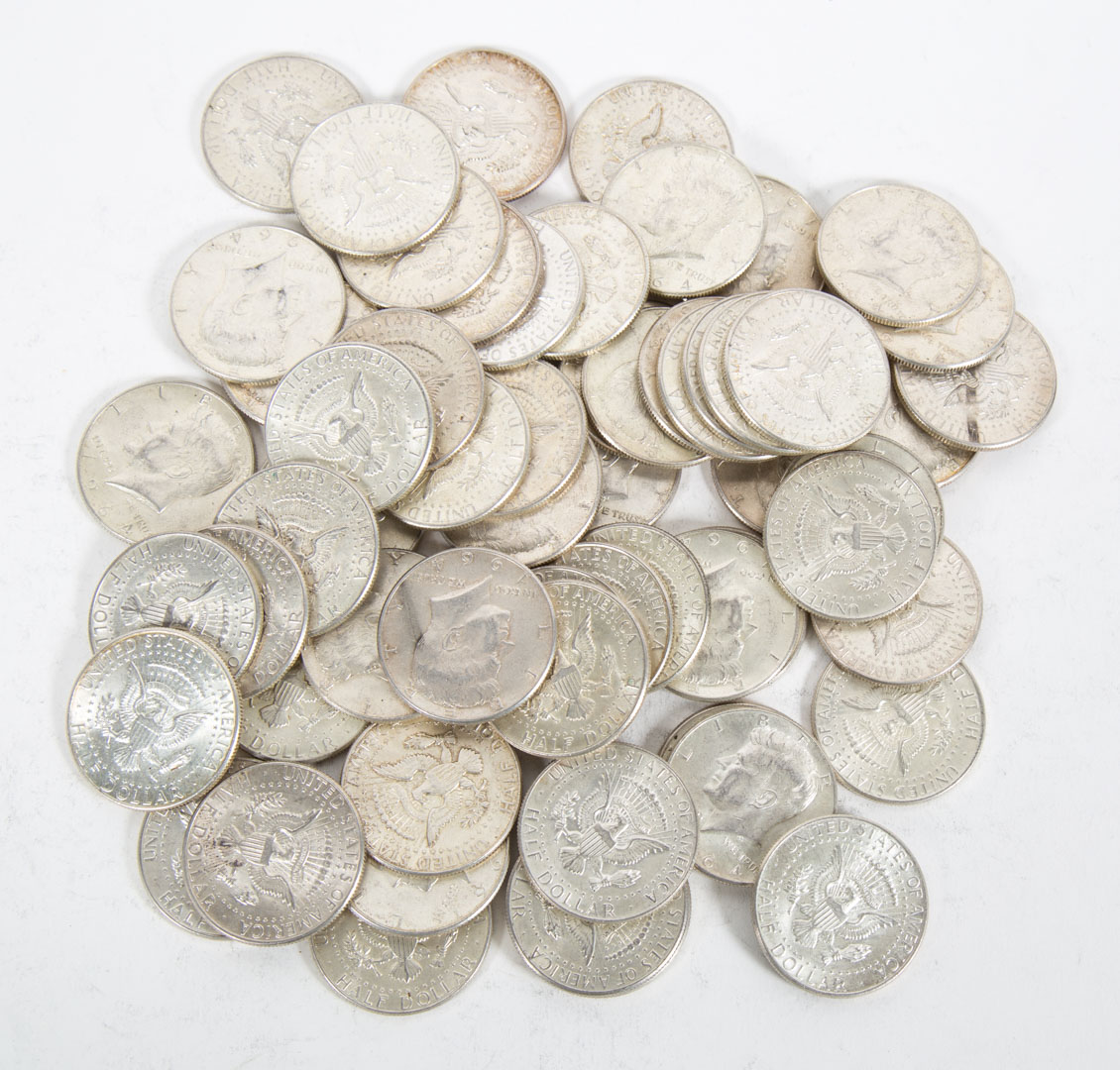 Appraisal: USA Kennedy Silver Halves Sixty JFK Silver Half Dollars -