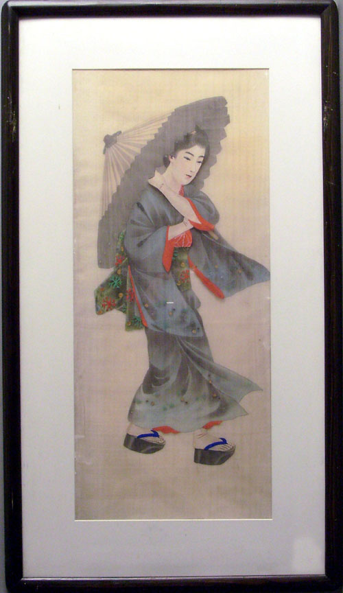 Appraisal: Two Japanese silk pictures x