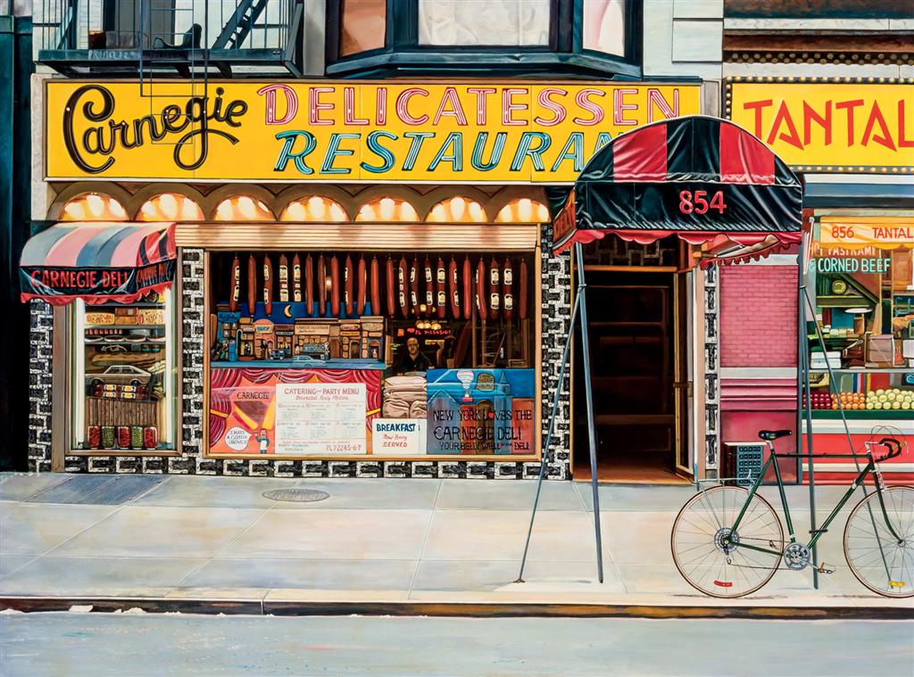 Appraisal: KEN KEELEY American b Carnegie Deli oil and acrylic on