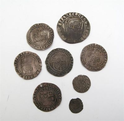 Appraisal: James I - Second coinage Shilling mm escallop - Sixpences