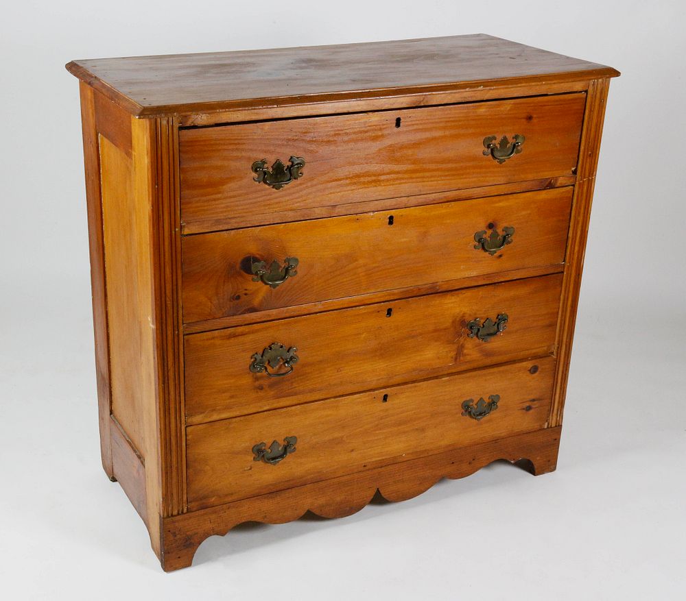 Appraisal: Cottage Pine Chest of Four Drawers Cottage Pine Chest of