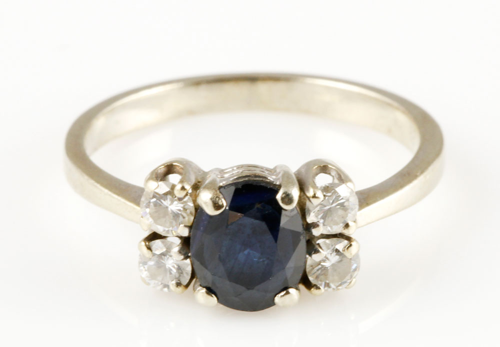 Appraisal: A - K Gold Diamond and Sapphire Ring K white