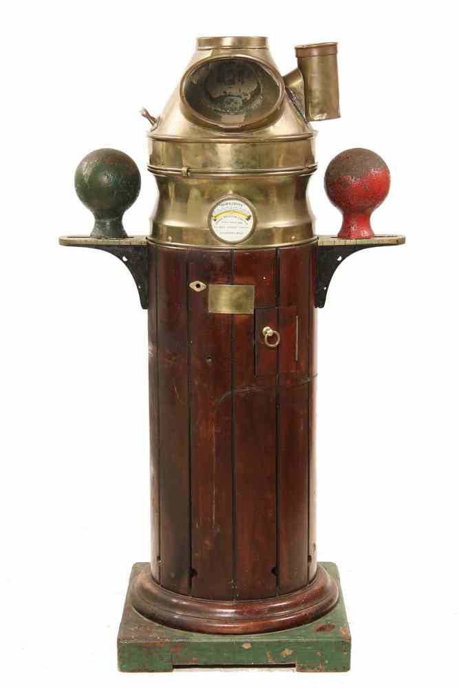 Appraisal: BINNACLE - Ca mid s deck mounted brass and wood