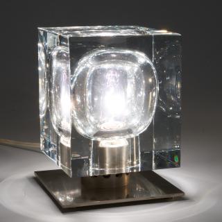 Appraisal: Baccarat crystal and steel lamp by Robert Rigot Baccarat crystal