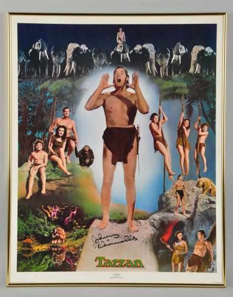 Appraisal: Johnny Weismuller Autographed Tarzan Poster No Includes COA Condition Near