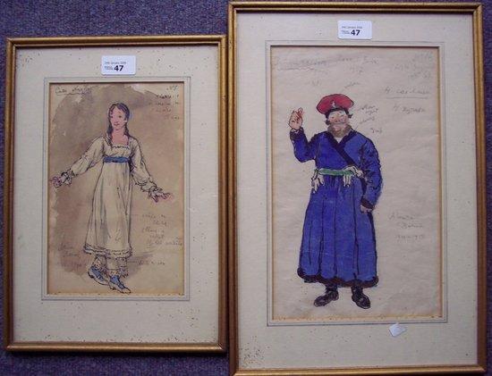 Appraisal: Aleksandr BenoisBallet Costume Designs for the Nutcraker and Petroushka signed