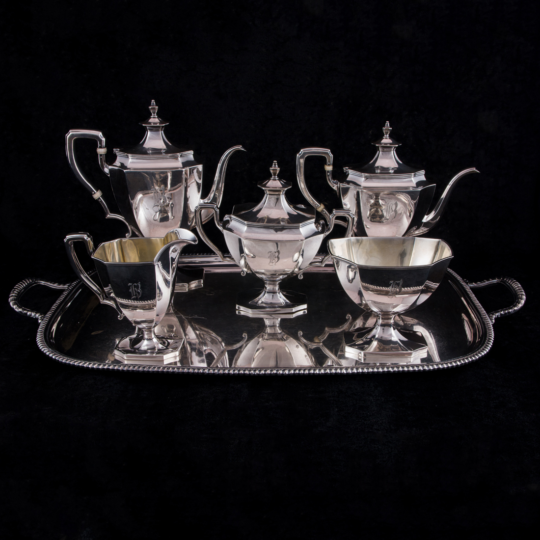 Appraisal: A PC REED BARTON ART DECO STERLING HOT BEVERAGE SERVICE