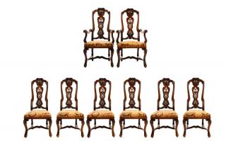 Appraisal: Set Portuguese Needlepoint Dining Chairs Portuguese first half th century