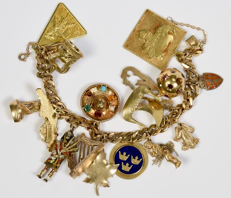 Appraisal: K Charm Bracelet grams charms K yellow gold charm bracelet