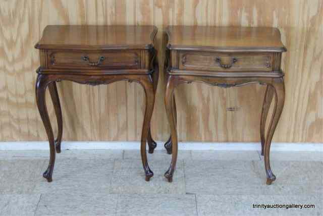 Appraisal: Pair of Walnut Queen Ann Bed Side Night StandsFrom an