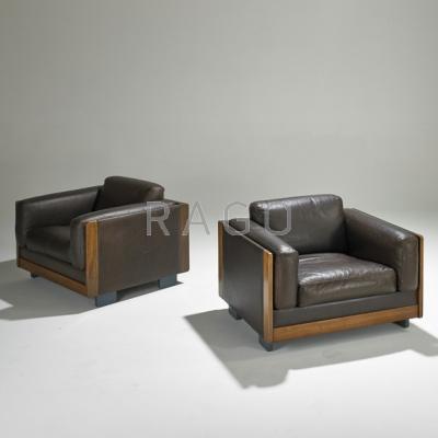 Appraisal: AFRA TOBIA SCARPA CASSINA Pair of club chairs Italy s