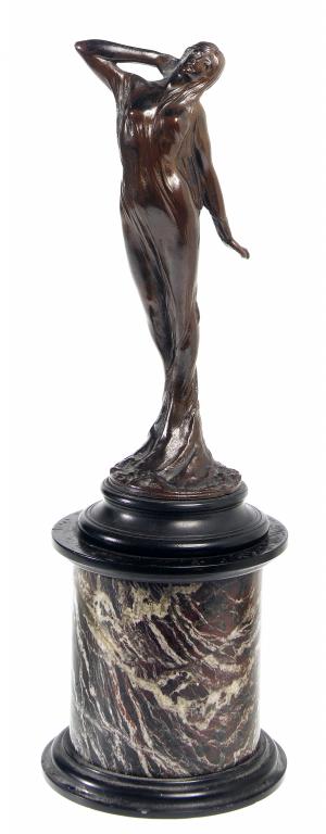 Appraisal: A FRENCH BRONZE STATUETTE OF A YOUNG WOMAN rich light