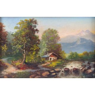 Appraisal: th Century Austrian Das Passeiertal in Tirol Oil on Wood