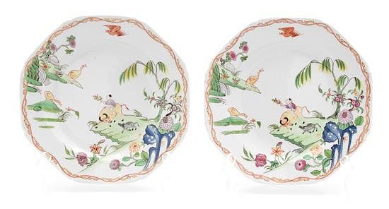 Appraisal: A Pair of Bow Porcelain Octagonal Plates Diameter inches A