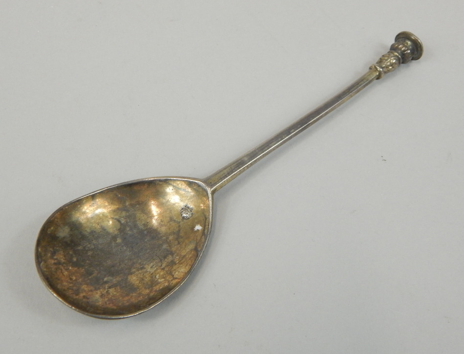 Appraisal: A thC style silver seal top spoon signs of previous