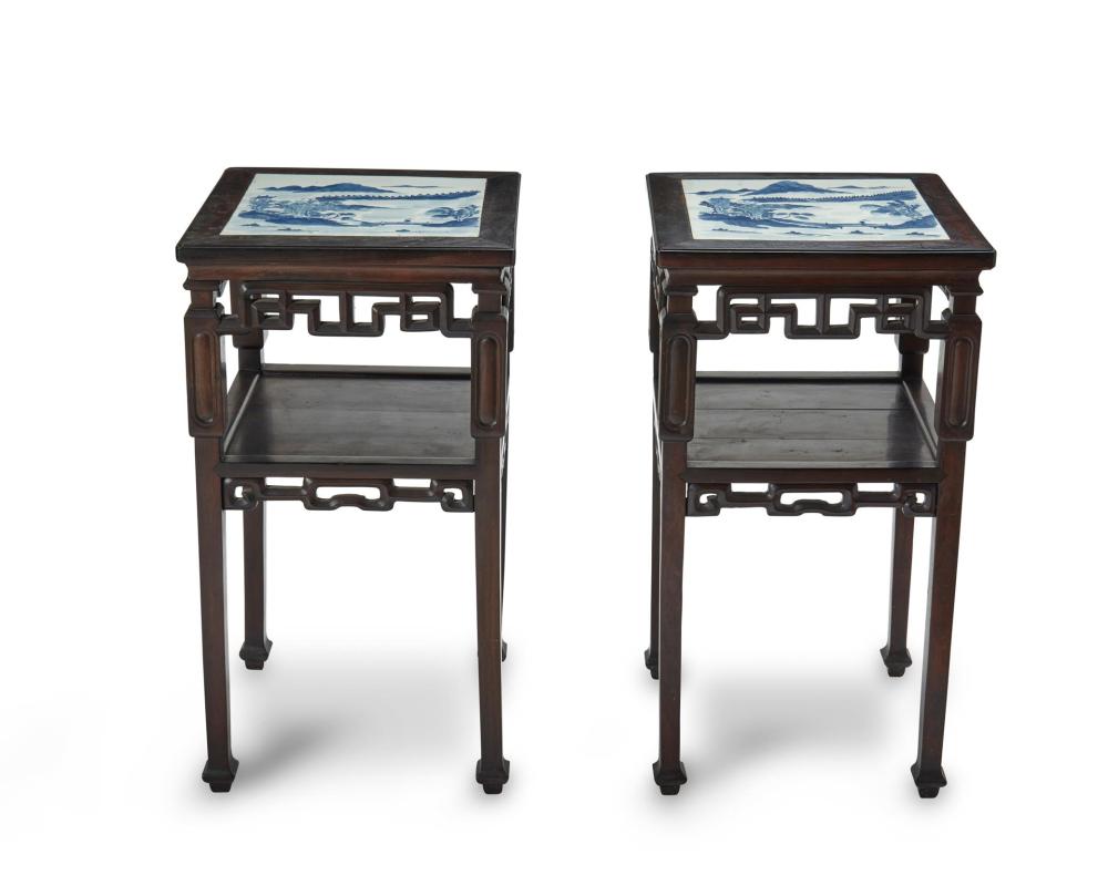 Appraisal: A pair of Chinese lamp tables Late th Early th