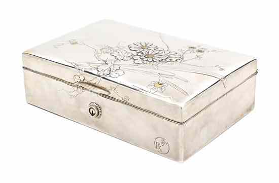 Appraisal: A Japanese Silver Table Casket having raised decoration of chrysanthemums