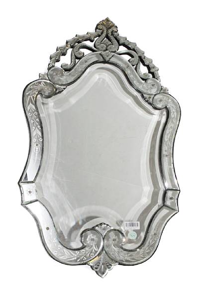 Appraisal: A Venetian etched glass mirror height in width in