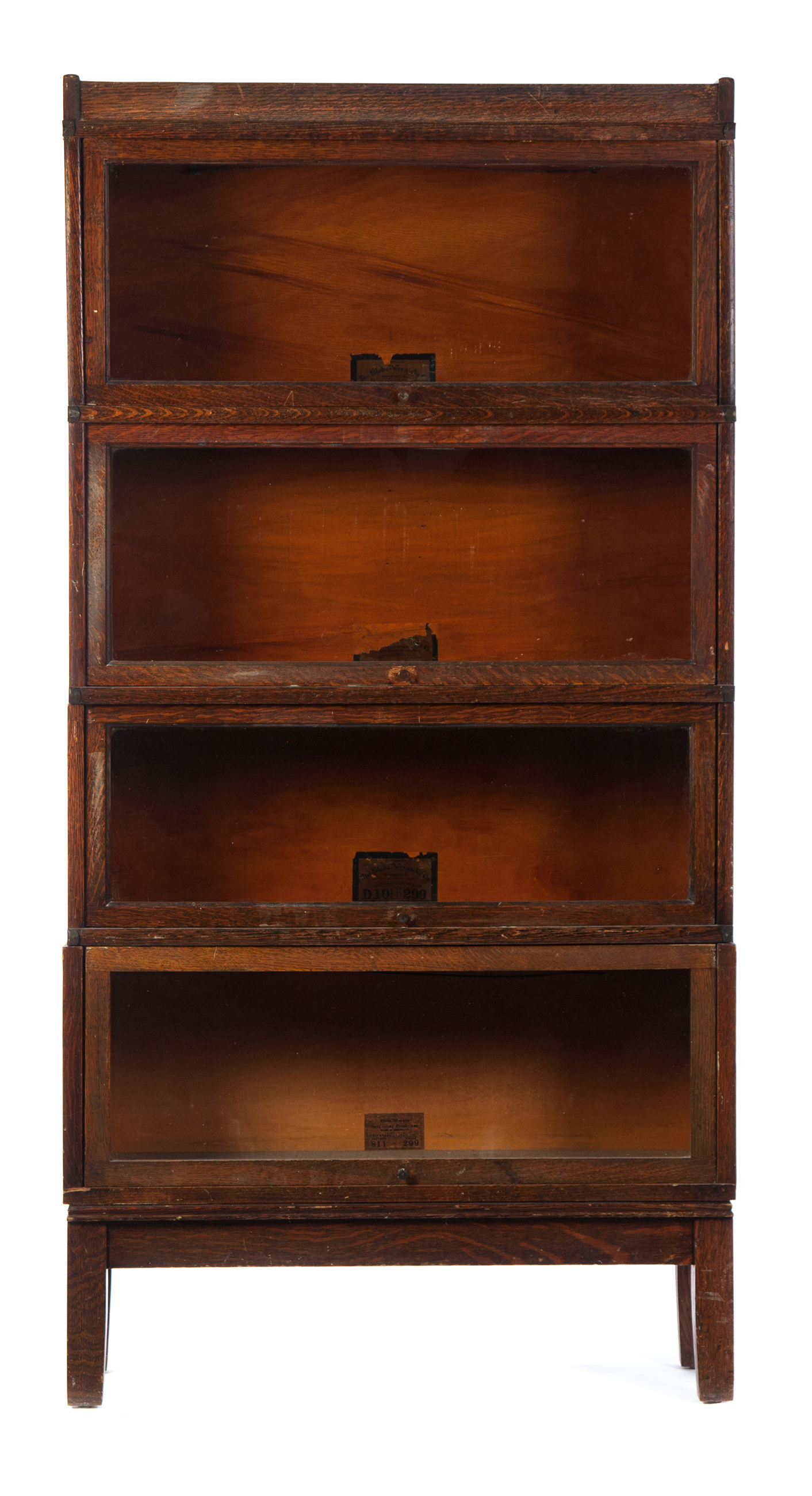 Appraisal: GLOBE-WERNICKE FOUR-SECTION OAK STACKING BOOKCASE American st quarter- th century