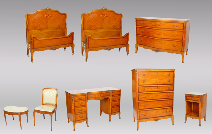 Appraisal: PIECE JOHN STUART FRENCH STYLE INLAY BEDROOM SET pieces to