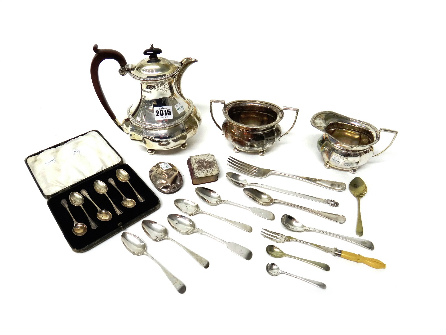 Appraisal: A silver three piece part tea set comprising a hot