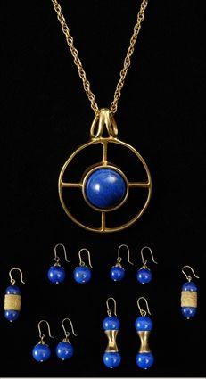 Appraisal: Five Pairs of Lapis and Gold Earrings and a Lapis