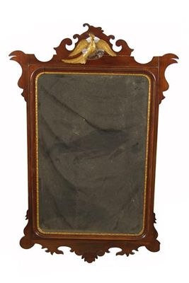 Appraisal: A late Victorian mahogany and parcel gilt fret frame mirror