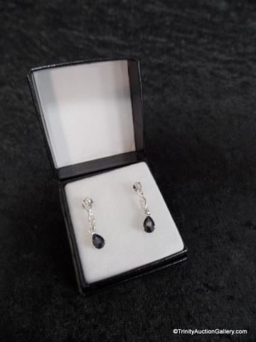 Appraisal: Sterling Silver Genuine Black Sapphire Earrings Type Stylish and sleek