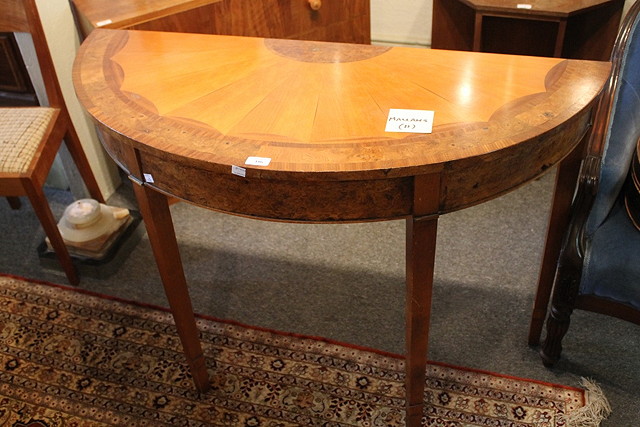 Appraisal: A SATINWOOD AND INLAID SIDE TABLE with fan decorated top