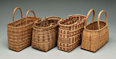 Appraisal: Four Cherokee double handled baskets oak split construction two shopping