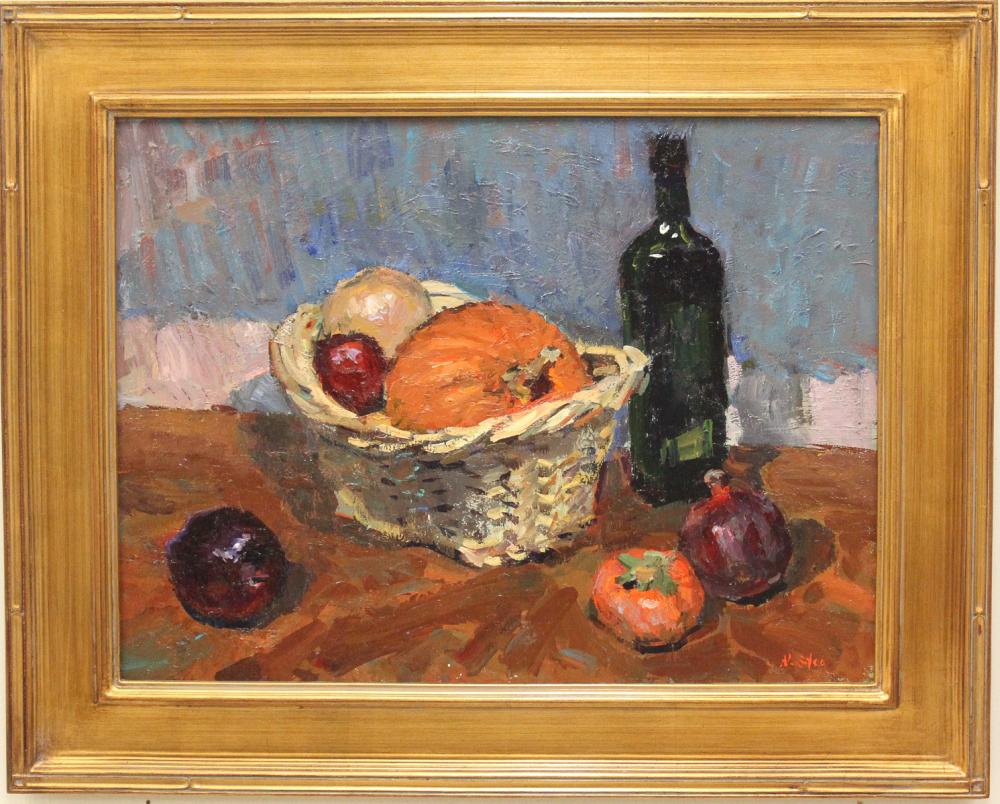 Appraisal: NICK STOQ United States st century oil on canvas still-life