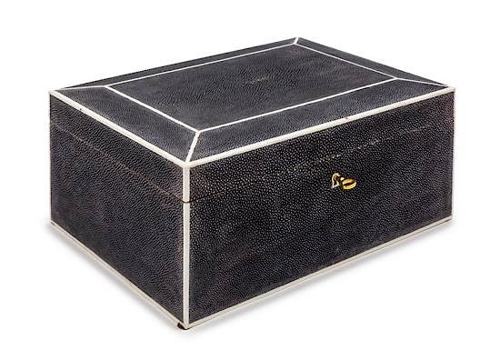 Appraisal: A Shagreen Veneered Cigar Humidor Height x width x depth