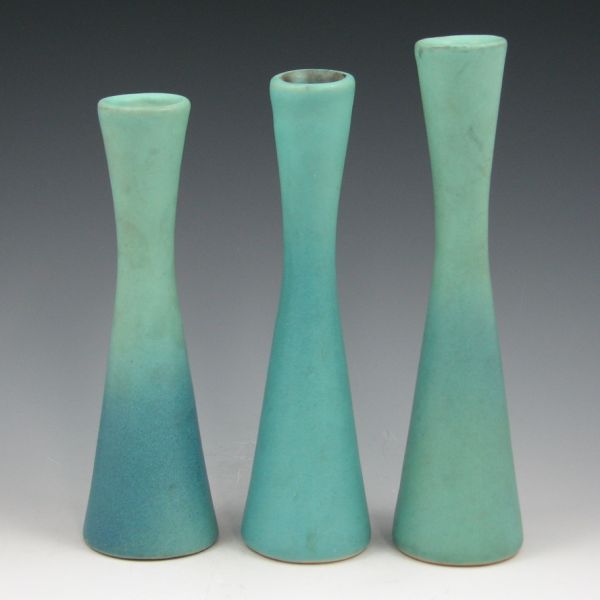 Appraisal: Group of three Van Briggle tapered bud vases in Ming