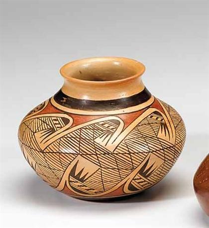 Appraisal: Hopi polychrome pottery jar signed fannie nampeyo With flared neck