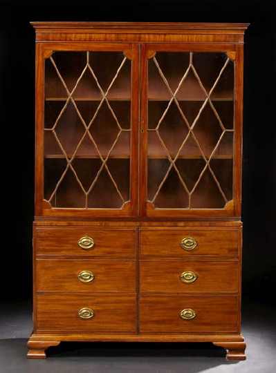 Appraisal: George III-Style Mahogany Bookcase partially composed of antique elements the