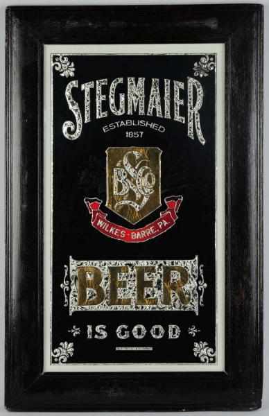 Appraisal: Stegmaier Beer Reverse Glass Foil Sign Wilkes Barre PA With