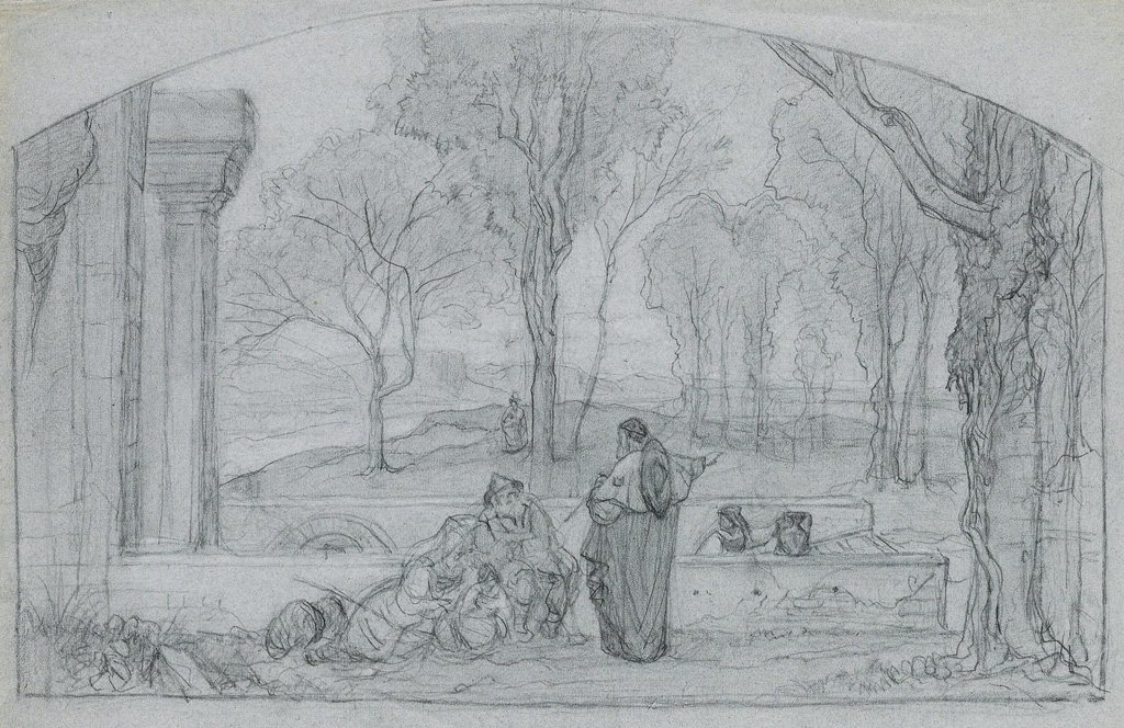 Appraisal: FRAN OIS- DOUARD BERTIN An Italianate Landscape with a Monk