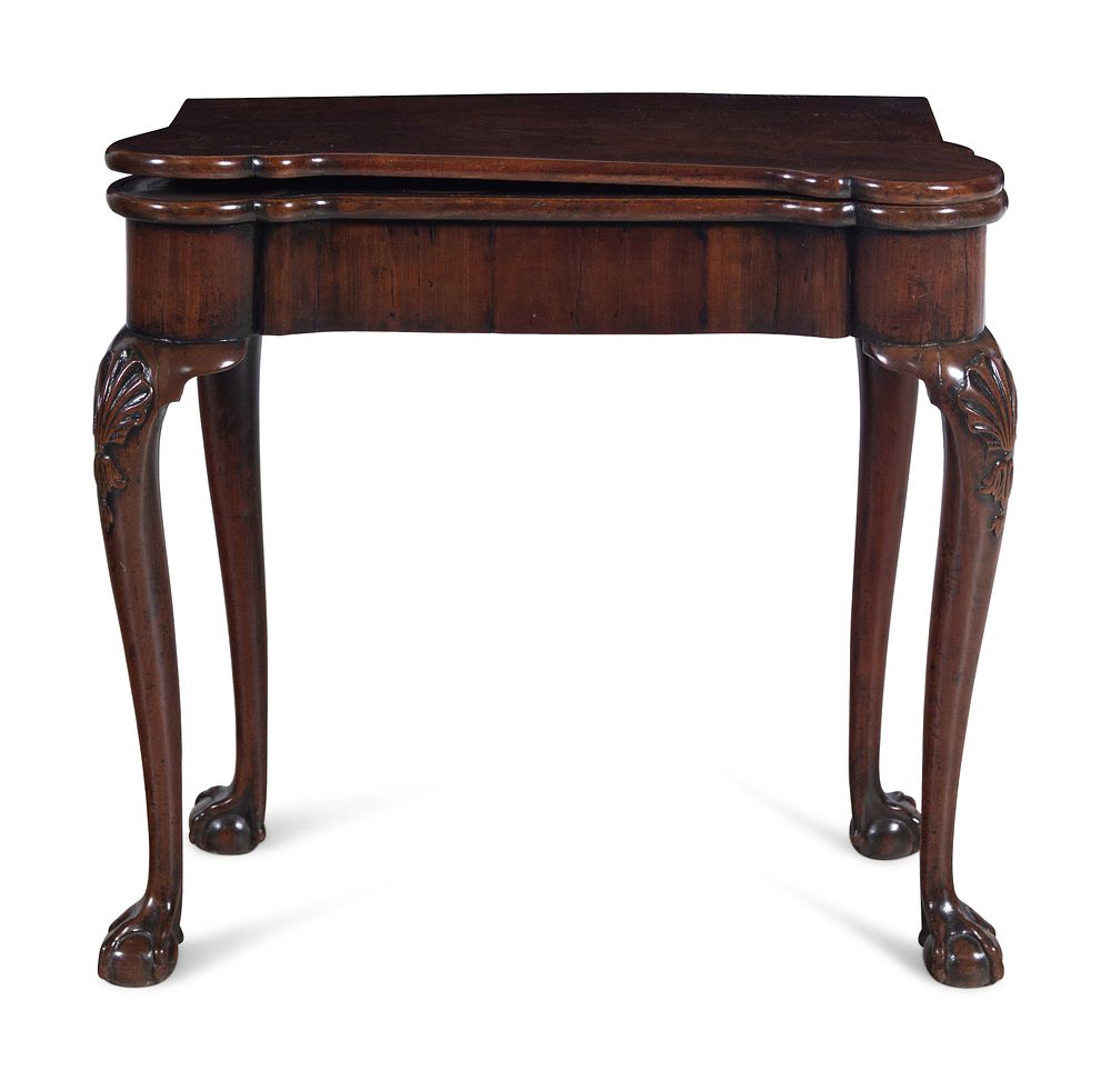 Appraisal: A George II Walnut Flip-Top Game Table A George II