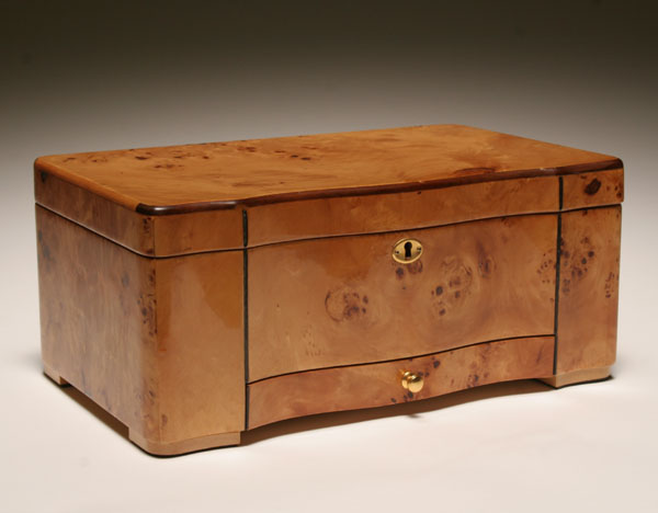 Appraisal: Balmoral large wooden humidor with accessories figured veneers serpentine front