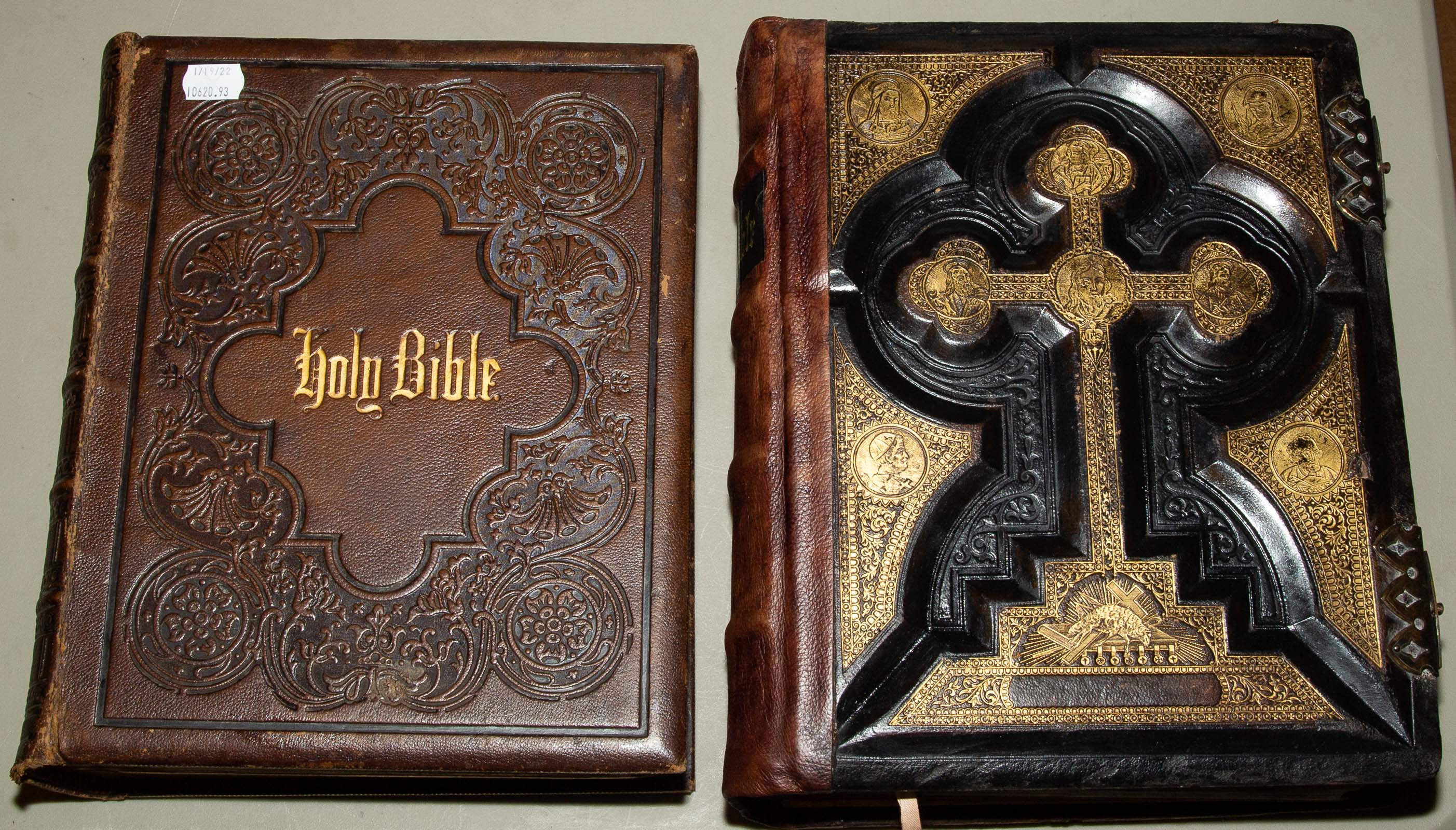 Appraisal: TWO FAMILY BIBLES Comprising Harding's Royal Edition Philadelphia W W