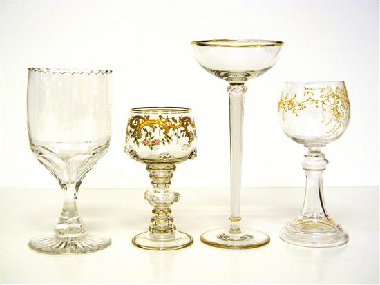 Appraisal: Glass including two Continental goblets with gilt and or enamel