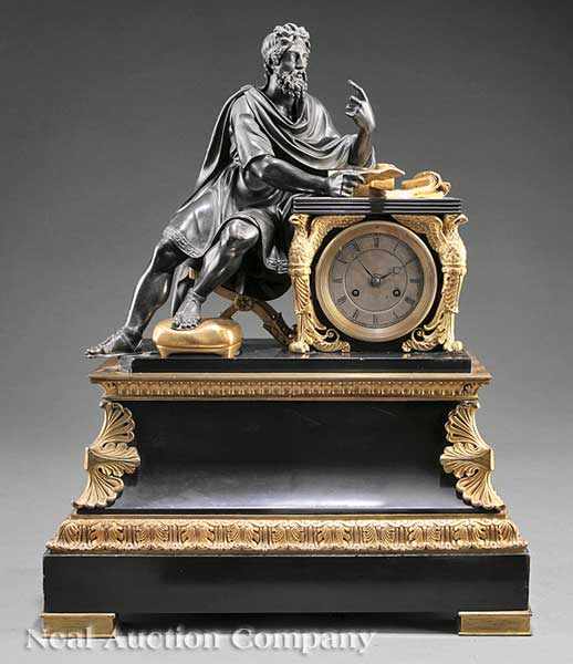 Appraisal: A Charles X Gilt and Patinated Bronze Figural Mantel Clock