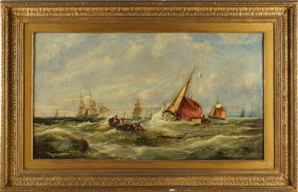 Appraisal: JOHN CALLOW - FRENCH SAILING SHIPS OFF A COASToil on