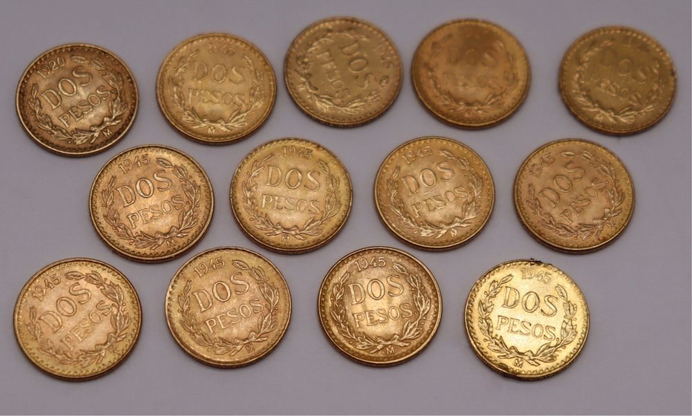 Appraisal: GOLD Mexican Pesos Gold Coins Includes Mexican peso gold coins